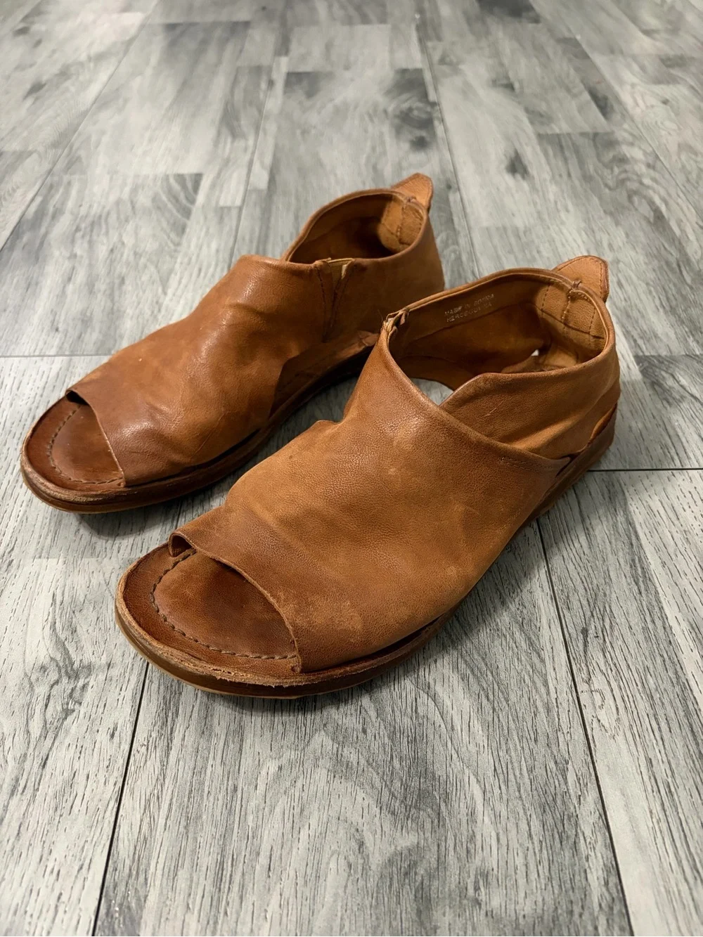 A.S.98 Women's Open-Toe Leather Sandals - Cognac Brown
